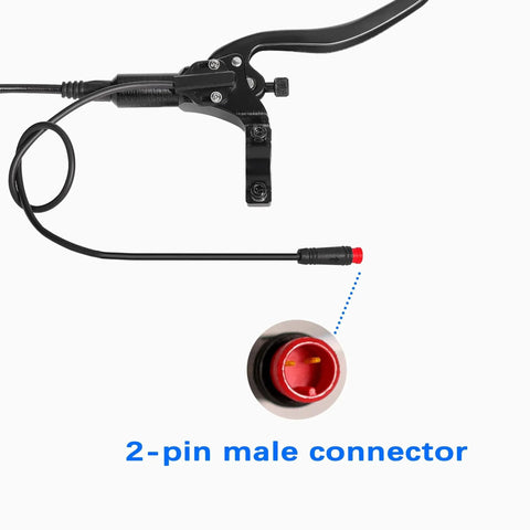 DYISLAND e-bike hydraulic brake lever with hose and red 2-pin connector end.