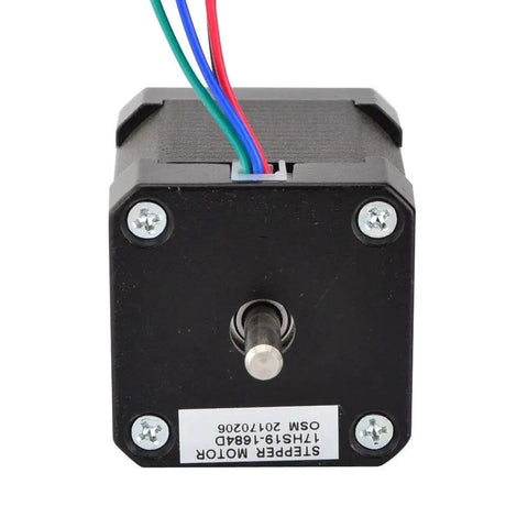 Front view of High Torque Double Shaft Nema 17 Stepper Motor 1.68A 45Ncm Bipolar 4 Wire for 3D Printer CNC projects, rear encoder visible.