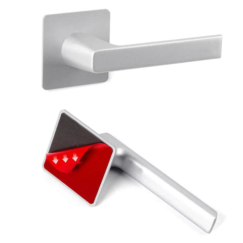 Two Pack Stick On Door Handles 6 Inch Self Adhesive Cabinet Handles Gray With Easy Peel And Stick Installation No Drill No Damage