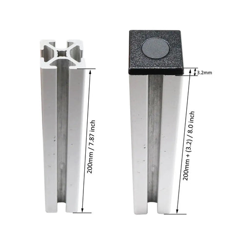 Side view of 10 Pack Aluminum Extrusion T Slot End Cap Brackets For 10 By 10 And 25 Series Universal Fit 1 Inch By 1 Inch Black Aluminum Profile