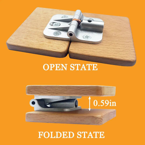 180 Degree Zinc Alloy Adjustable Locking Hinges Set Of 4 For Drop Leaf Tables And Desks, Anteisi Torque Hinges Open and Folded View