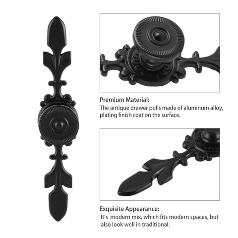 Vintage Style Zinc Alloy Pull Handle For Cabinets And Drawers Black 4 Pack With Screws Fits 18mm Thick Wood Ideal For Drawer Cabinet Furniture Remodel And Home Upgrades
