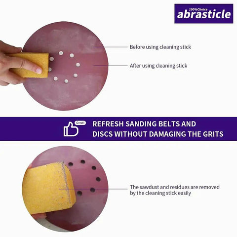Abrasive Cleaning Eraser Stick For Sanding Belts And Discs Unclogs Sandpaper Rough Tape Extends Belt And Disc Life Yellow Rubber in use