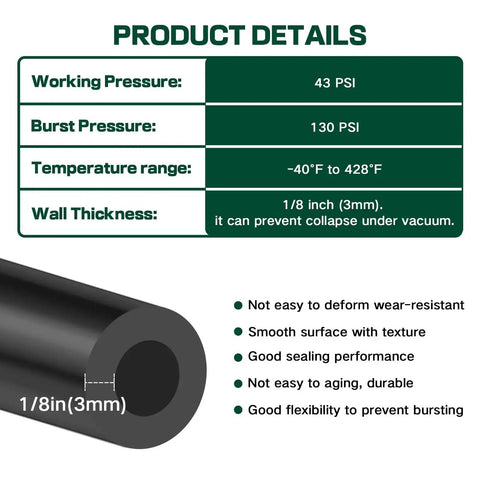 Garage-Ready Car Vacuum Hose Kit Set With 6 Five-Foot Hoses And 113 Connectors product details showing specs and features