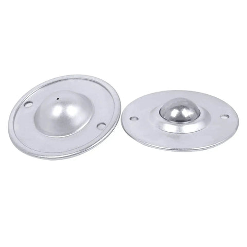 Roller Ball Transfer Bearing Casters Five Eighths Inch Flange Mount 360 Degree Universal Rotation, set of two on white background