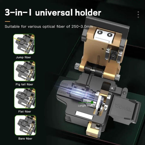 Beast Mode Fiber Optic Cleaver With Built In Waste Bin And Dual Fixtures 23 Cleaving Spots for 0.25mm to 3.0mm fibers