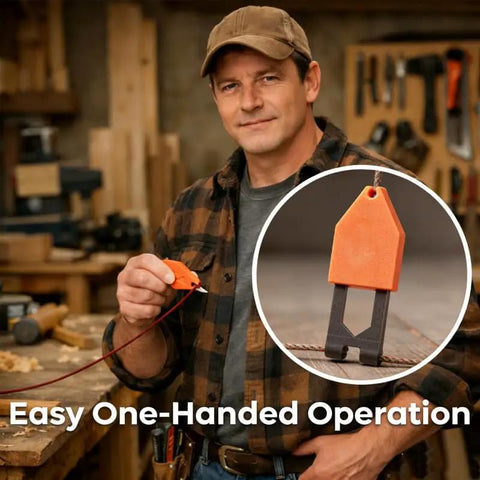 Rope Anchor Hook One Handed Fixing Power For Quick Carpentry And Home Renovation, tool in use with orange plastic body, steel pin