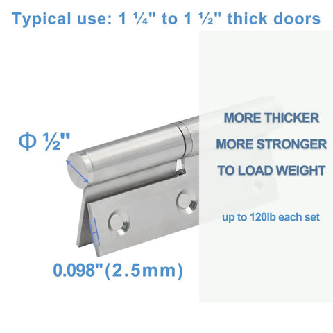 Close-up of 4-inch heavy-duty stainless steel 6 Pack Lift Off Door Hinges with detachable right hand hinges, rust resistant