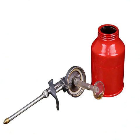Red 250ml Hand Pump Oil Can With Straight Spout High Pressure Metal Oiler Bottle For Precise Lubrication Durable Aluminum Zinc Alloy Build