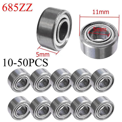 Deep Groove Mini Ball Bearings Set 10 To 50 Pcs 685ZZ Shielded Carbon Steel Bearings for Skateboard Scooter and 3D Printer