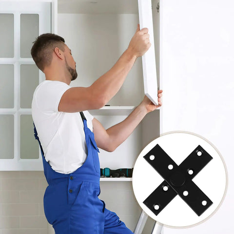 Man installing wooden cabinet door with Hidden Full Rotation Stainless Steel Invisible Pivot Door Hinge For Wooden Doors Matte Black Finish