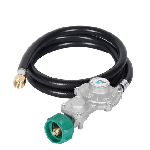 Two Stage Propane Regulator With 5 Foot Hose For Dual Fuel Generator And RV Appliances 11 Wc Outlet Pressure Qcc1 Type1