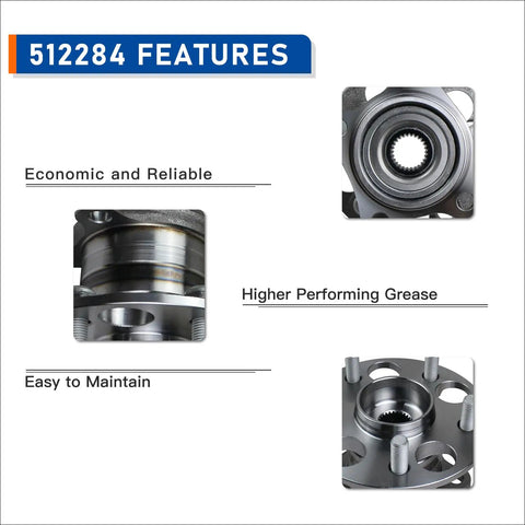 Features of Rear Wheel Bearing And Hub Assembly 512284 Non ABS 5 Lug for Toyota Highlander and Lexus SUVs