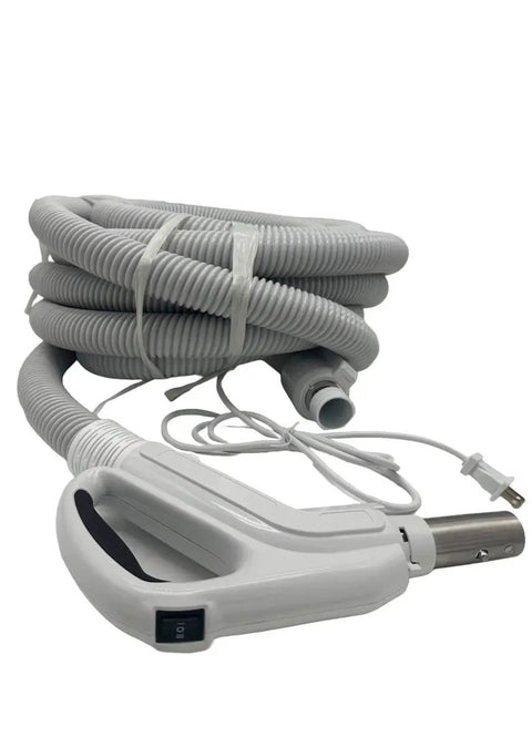 30 Ft Central Vacuum Hose With Pigtail And On Off Switch At The Handle Crushproof Design High Voltage With 360 Degree Swivel