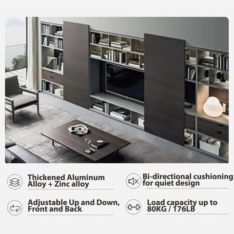 Concealed Sliding Barn Door Hardware And Track With Floating Wall Mount And Double Soft Close for wood doors in living room