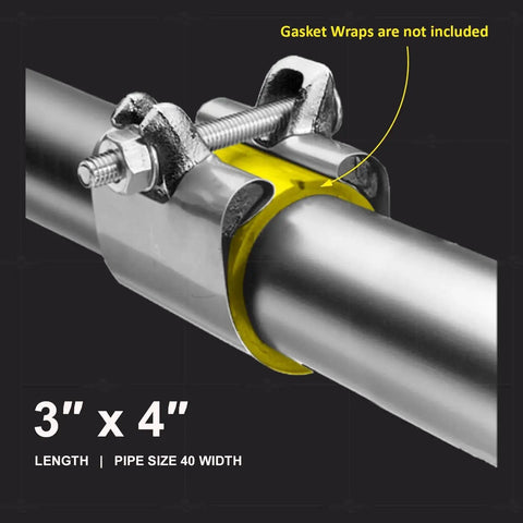 Heavy Duty Stainless Steel Pipe Repair Clamp 4 Inch IPS Single Bolt 3 Inch Long for Copper PVC Galvanized