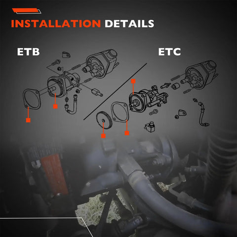 904-810 gear-driven mechanical vacuum pump exploded diagram with orange pointers for 1994–2002 Dodge Ram Cummins diesel