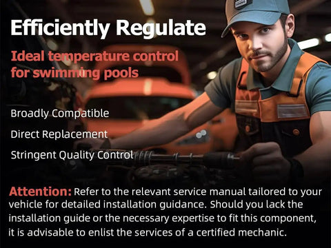 Man adjusting swimming pool heater with text overlay, "Efficiently Regulate, Ideal temperature control for swimming pools."