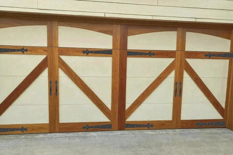 Screw Mounted Faux Garage Door Hardware Set With 4 Hinges And 2 Handles In Durable ABS Plastic For Exterior Doors, Carriage Door Style