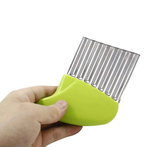 Five Piece Waffle Fry Cutter Crinkle Knife Set For Veggies And Potatoes Stainless Steel Wavy Chopper With Ergonomic Handle