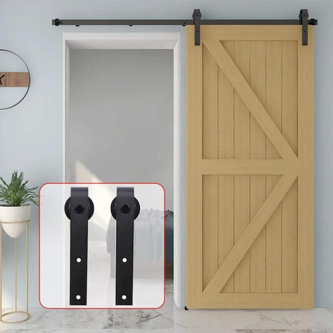 Two Pack Black Barn Door Roller Hangers No Track J Shape Ultra Quiet Nylon Wheel Smooth Glide Heavy Duty 330 Lbs Per Door