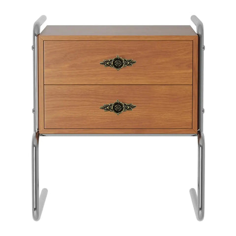 Wooden dresser with two drawers adorned with Floral Ivory Decorative Cabinet Knobs Set of 4 With Backplates for Dresser Vanity.