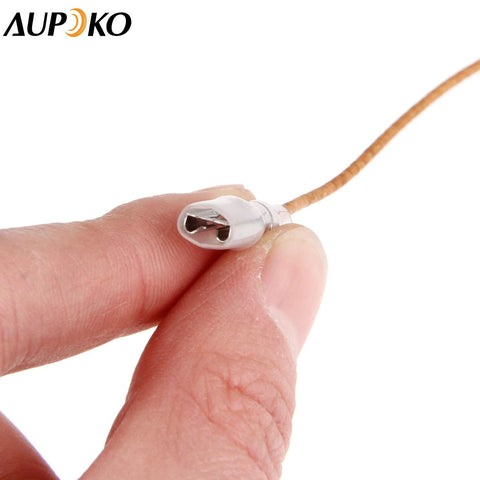 Aupoko thermocouple connector on tan braided lead; metal housing with 4.8mm flat terminals