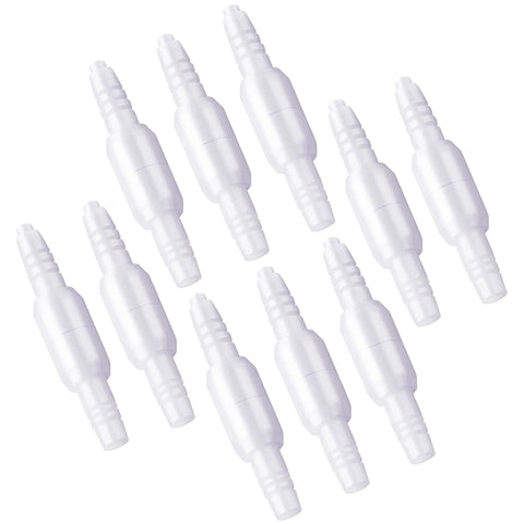 Oxygen tubing swivel connector, white plastic, 360° rotation, 10-pack