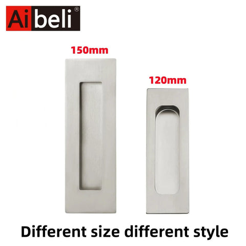 2 Pack Brushed Nickel Sliding Closet Door Handles Recessed Flush Finger Pulls 5.9 Inch Long For Sliding Barn Doors And Cabinets SUS 304 Stainless Steel Square Cabinet Pulls Durable Stainless Hardware For Years Of Use