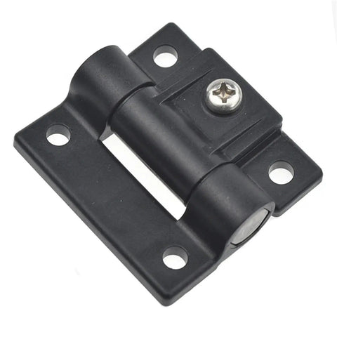 Front view of Adjustable Black Plastic Friction Positioning Torque Gate Hinge XK511 2B 1 Piece For Doors And Gates Smooth Self Closing Action