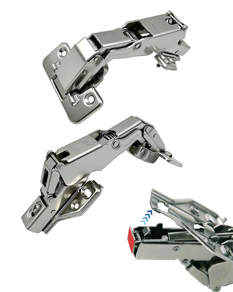 2 Pack 180 Degree Concealed Hydraulic Cabinet Hinges With 3D Adjustable Clip On Plates For Face Frame Kitchen Doors Soft Close And Silent Operation Full Overlay Durable Steel Construction Easy No Fuss Installation In Corner Cabinets And Pantry Storage showing detailed view