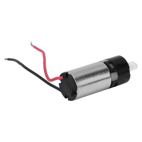 Side view of Six Millimeter Precision Mini Micro Planetary Gear Reducer for DC 3V Motors with wires exposed, cylindrical metal body