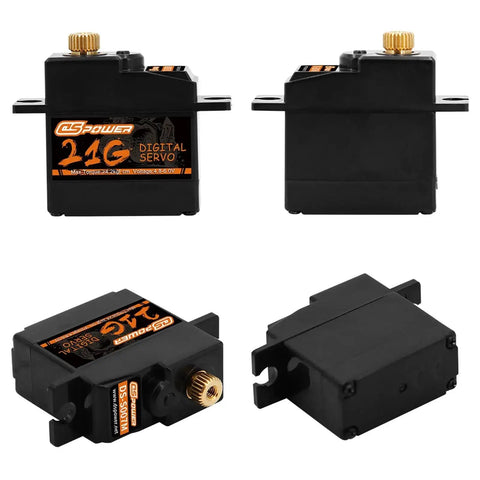 Two Pack 21G Mini Digital Servo With Full Metal Gear Micro RC Servo Dual Ball Bearings 25T Horn For RC models, multiple angles