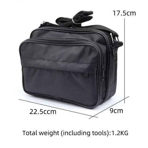 Fiber optic tools kit bag FC-6S by Amazon, black nylon case with zip pockets, front view