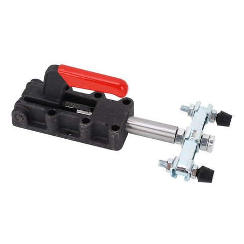 Double Headed Push Pull Quick Release Toggle Clamp for Woodworking, durable ribbed plastic handles, stable cast iron base