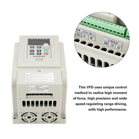 High Torque Variable Frequency Drive Five And A Half HP 220V Single Phase VFD Speed Controller display and connector view