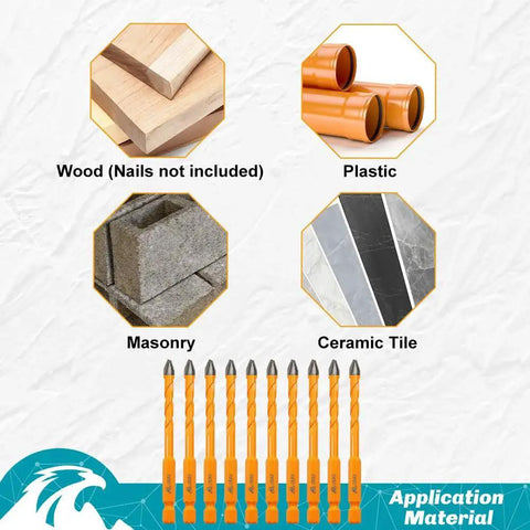 6mm Carbide Drill Bits Set For Ceramic Tile Porcelain Marble Granite Masonry, Heavy Duty Built To Last 10 Piece Set, uses shown