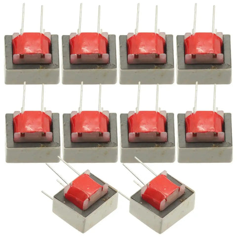10 Pack 600:600 Ohm 1:1 Audio Isolation Transformers With EI14 Core, visible red double-winding design, for pro audio gear