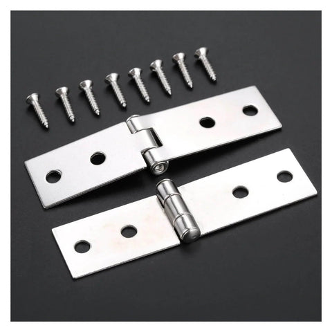Two Piece Ball Bearing Door Hinges With Eight Screws Silver 74mm By 20mm Right Angle Four Hole Iron Alloy Cabinet Hinges
