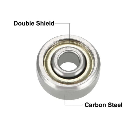 623ZZ Double-Shield Deep Groove Ball Bearings 3mm x 10mm x 4mm (623-2Z) Carbon Steel ABEC-1 close-up showing double shield and material