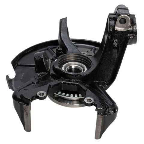 Close-up of front wheel bearing and hub assembly pair with knuckle for VW Golf Jetta Beetle, driver and passenger side knuckle kit