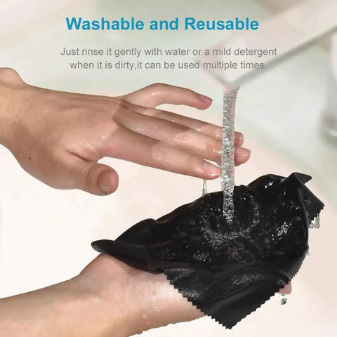 Person rinsing Eight Pack Microfiber Cleaning Cloths for Glasses and Screens 6x7 Inches under faucet