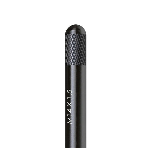 Wheel Hanger Alignment Pin Guide Tool For Lug Hole Alignment And Hub Support Metric M14x1.5 Threads, black with knurled end