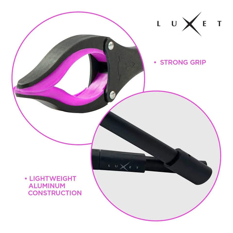 19 Inch Foldable Grabber Reacher Tool With Magnetic Tip And Strong Grip For Heavy Duty Trash Pickup And Reaching Small Items In Tight Spaces Pink Color Ideal Mobility Aid For Elderly Or Wheelchair Users Durable And Easy To Use.