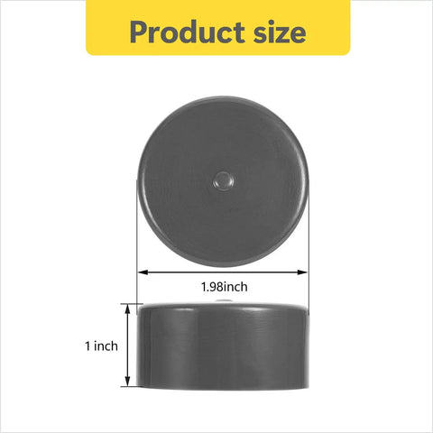 2 Pack Trailer Dust Covers 1.98 in Rubber Wheel Protectors size diagram highlighting 1.98 inch diameter and 1 inch height