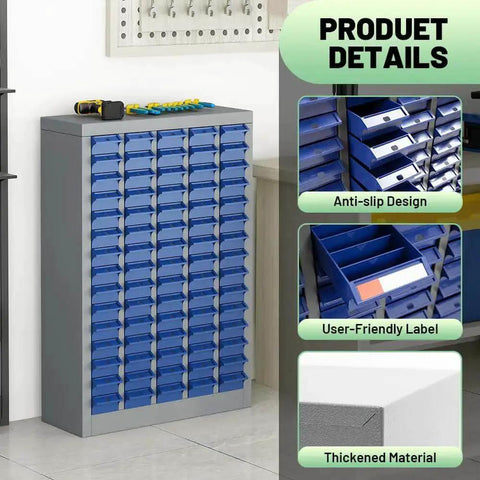 Heavy Duty 75 Drawer Parts Cabinet For Tools And Hardware Steel Storage with Adjustable ABS Drawers in garage