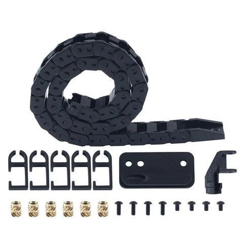 16.9in Opening Type Drag Chain Kit For P1P P1S P2S X1 X1C Flexible Nested Wire Carrier Cable Track Black With Printed Part And Heat Insert Nut
