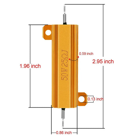 TiToeKi resistor 50W 25Ω aluminum-cased wirewound chassis-mount load resistor with mounting tabs (orange)