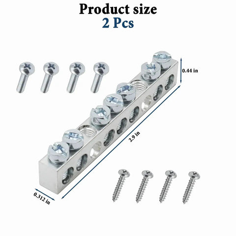 7 Terminal Grounding Bar Kit For QO Load Centers with screws, 2 pack, stainless steel screws included for Schneider Electric.