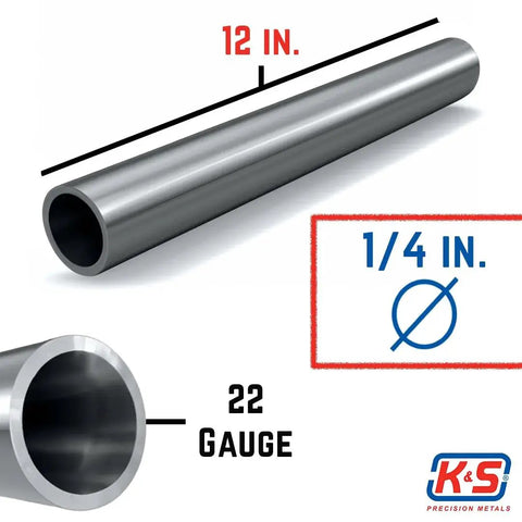 Stainless Steel Tube One Quarter Inch Outer Diameter Twenty Two Gauge Twelve Inch Long Welded 304 304L Stainless Steel Made In USA